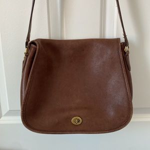 Vintage Coach No 106-6039 Brown Leather Crossbody Saddle Purse